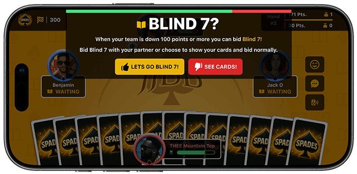 BooksMade Spades online game bidding blind request screenshot