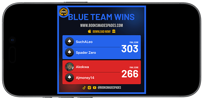 BooksMade Spades social score sharing screenshot