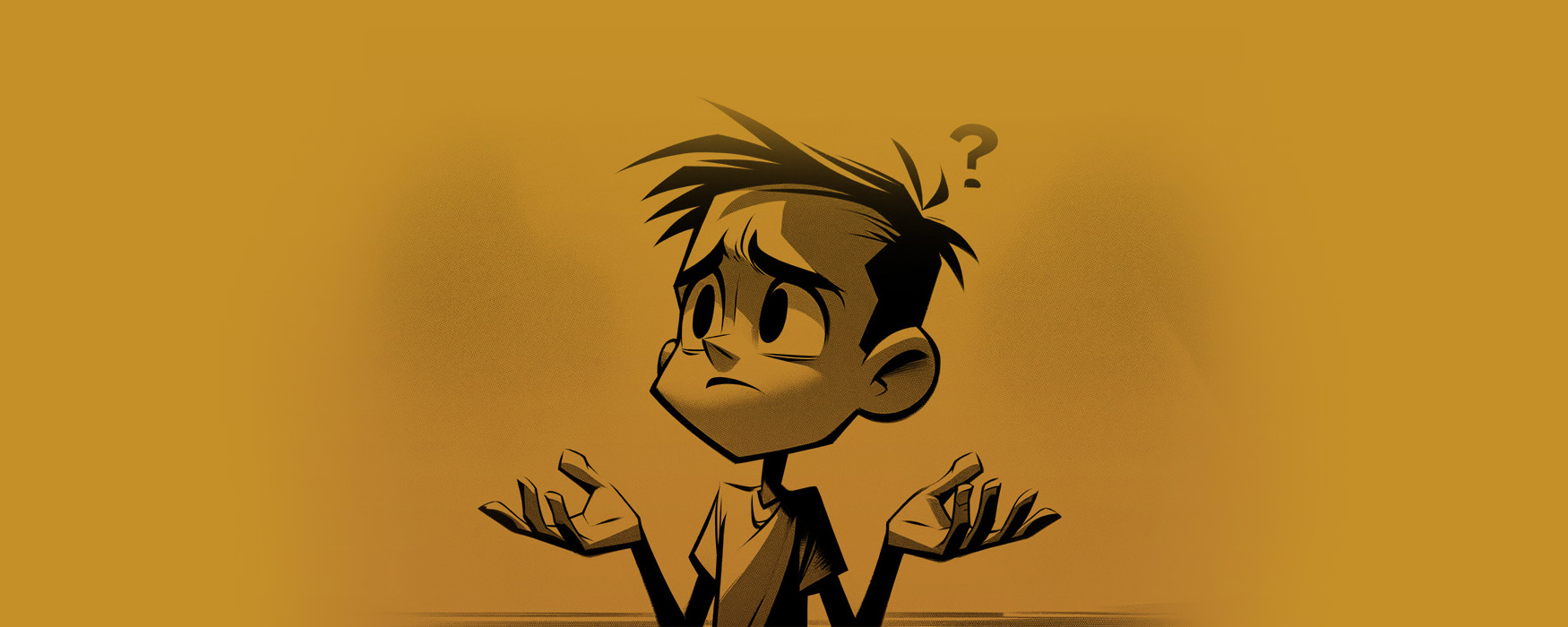 FAQ page background image - picture of confused kid